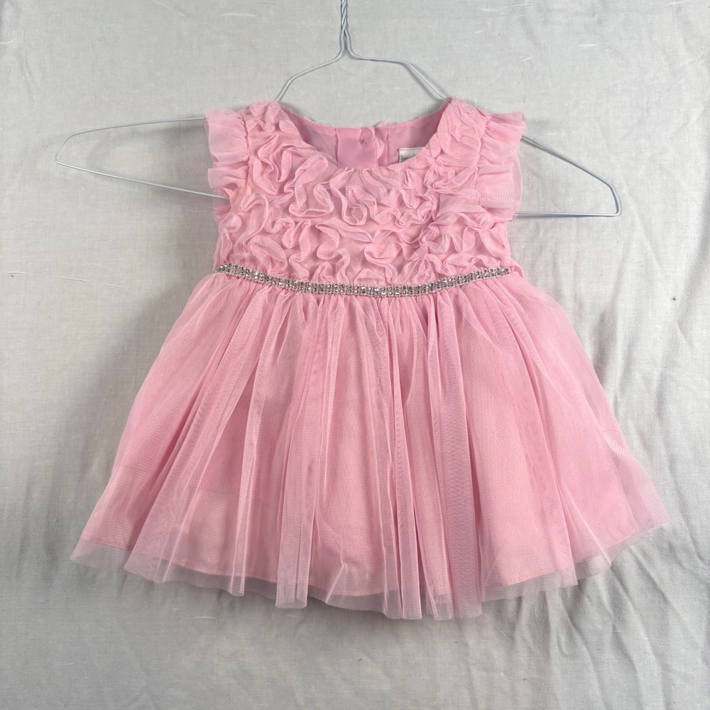 Sweet Heart Rose Dress Kids 12M‎ Pink Rosette Rhinestone Tulle Formal